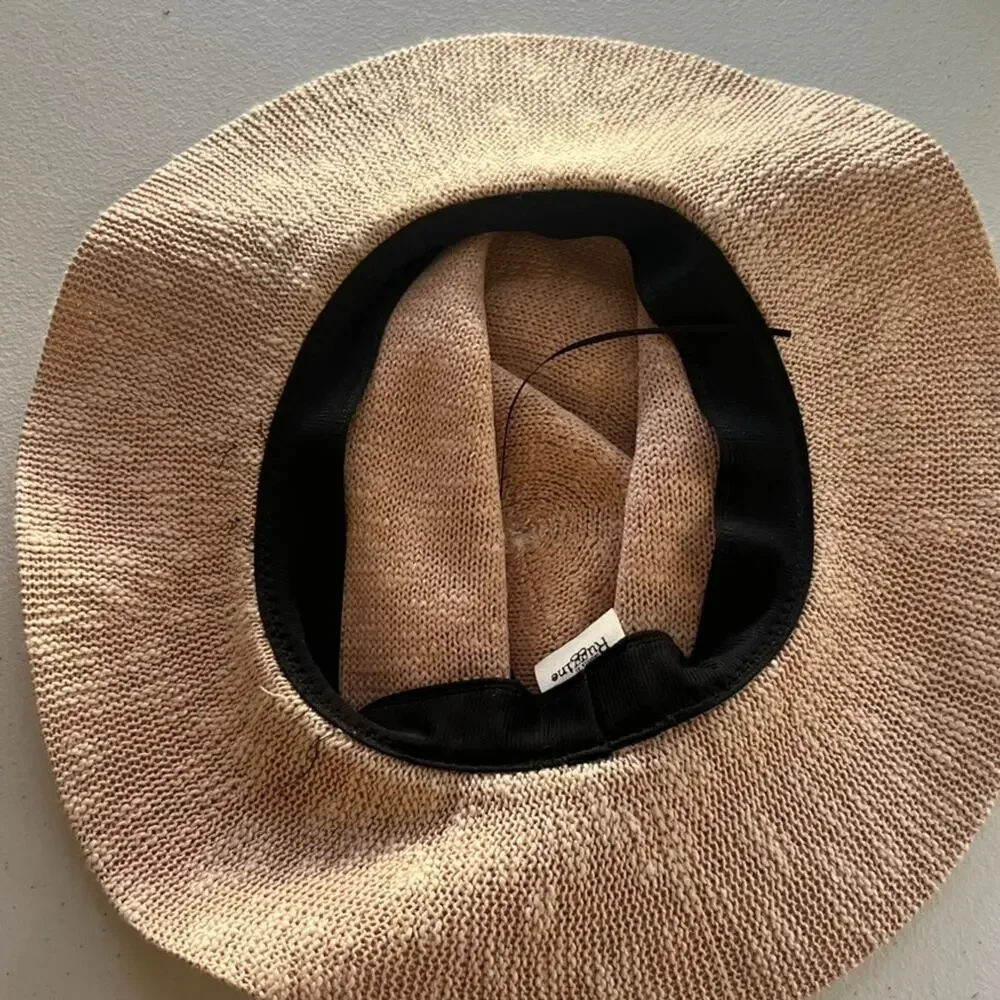 Macchia di Ruggine Sun Hat Tan Pink Large Panama Braid Band Adjustable